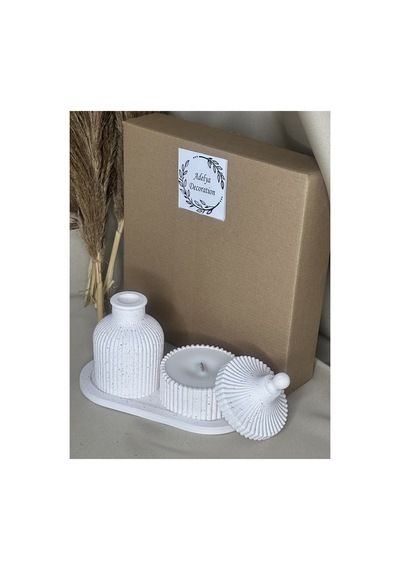 Granit Efekt Mum Tabağı Set