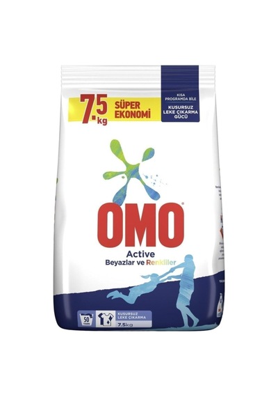 Omo Active Renkliler & Beyazlar Toz Çamaşır Deterjanı 7.5 Kg X 2 Adet