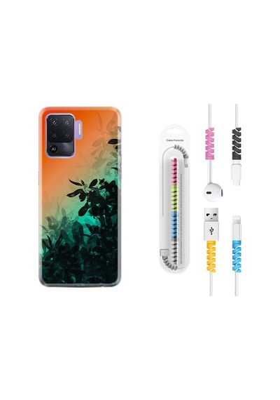 Oppo Reno 5 Lite Kılıf Kablo Koruyuculu Güzel Çiçekler 1712