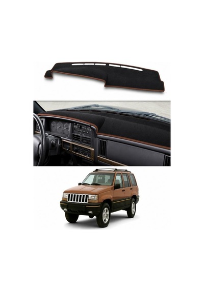 Jeep - Grand Cherokee 1992-1998 Uyumlu Torpido Koruma Kılıfı - Kahverengi Şeritli