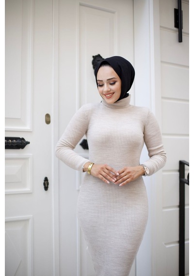 Hira Life Fashion Kadın Elbise Tesettür Giyim Balıkçı Yaka Ve Dar Kesim Triko Kalem Elbise Taş Taş Hira Life Fashion Kadın Elbise Tesettür Giyim Balıkçı Yaka Ve Dar Kesim Triko Kalem Elbise Taş Taş