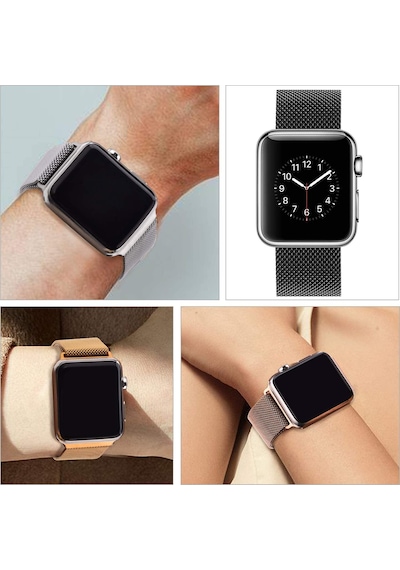 E2M Apple Uyumlu  Watch 42-44MM KRD-01 METAL HASIR ROZE ALTIN KORDON