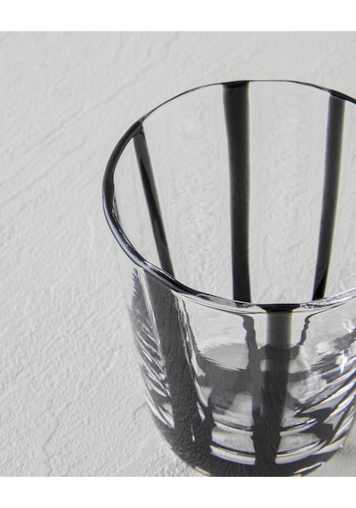 English Home Stripe Cam El Yapımı Bardak 240 Ml Siyah