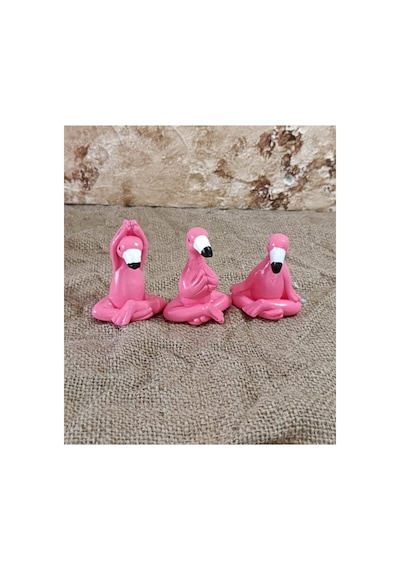 El Yapımı Flamingo Biblo Seti,3'lü Yoga Yapan Filamingo Biblo Seti.