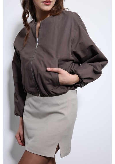 Antioch Crop Kadın Bomber Mont Kahverengi