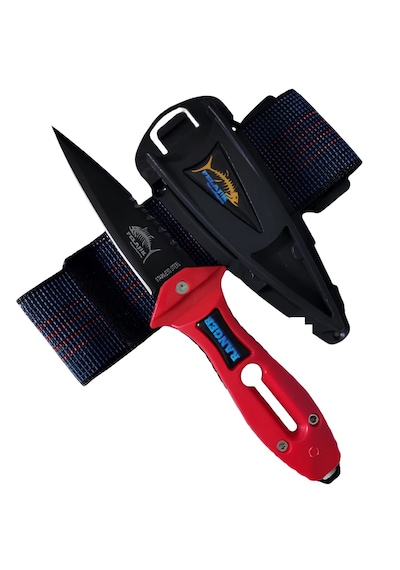 Pelajik Ranger Pro Kol Bandı Dalış Bıçağı Şiş Kakıçlı Paslanmaz Çelik Zıpkıncı Bıçağı Kırmızı