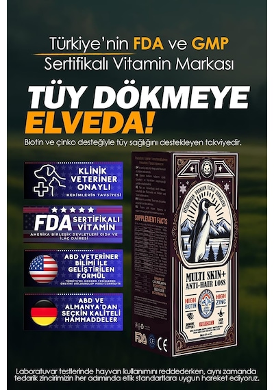 Tr Multi Skin+ Kedi Tüy Dökülme Önleyici Engelleyici Biotin Tüy Dökümünü Ve Azaltan Tüy Sağlığı Damlası