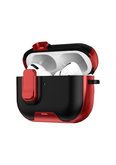 Apple Airpods Pro 3 3.nesil Rova Deri Kılıf - Kırmızı