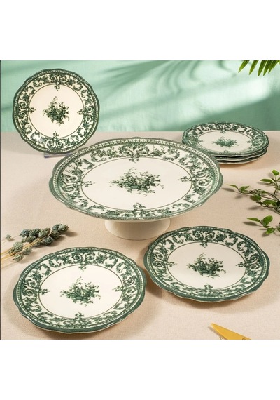 Fecra Majestic Green 8 Parça Sunum Seti Beyaz - Yeşil