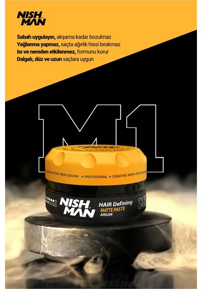 Saç Şekillendirici Ultra Sert Mat Wax Argan Içerikli M1 Sert Ve Sık Saçlara Yönelik 100 Ml