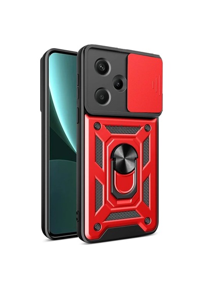 Xiaomi Redmi Note 13 Pro Plus Uyumlu Kılıf Pars Lens Yüzüklü Silikon - Kırmızı