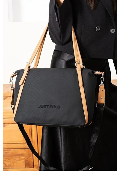 Just Polo Kadın Büyük Valiz Boy Ayarlanabilir Askılı Lüks El & Omuz Çantası Shoulder Bag Siyah - Taba 48467545