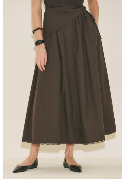 Manuka Önü Düğmeli Poplin Etek Kahverengi Ss26etk00001-122 Kahverengi