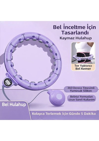 Dijital Ekranlı Akıllı Hulahop Egzersiz Çemberi Ayarlanabilir Masaj Etkili Bel İnceltme Çemberi