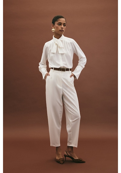 Sateen Lena Havuç Pantolon - Ekru-136962 Ekru