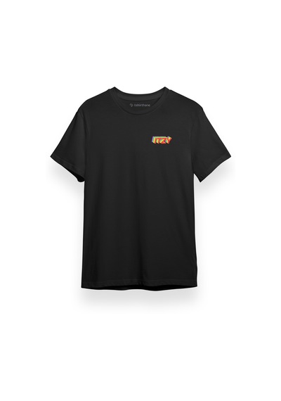 Itzy Rainbow Logo Siyah Kısa Kol Erkek Tshirt 001