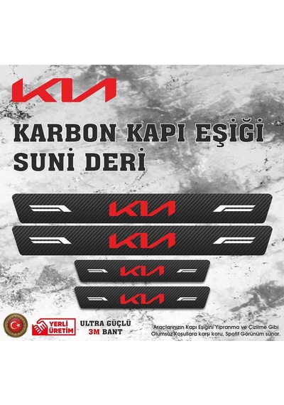 Kia Uyumlu Deri Karbon Kapı Eşiği Koruyucu Bant 4 Adet