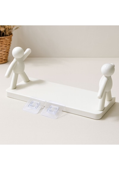 Tutacaklı Yapışkanlı Plastik Etejer Raf 13.5x33 Cm Beyaz Diğer