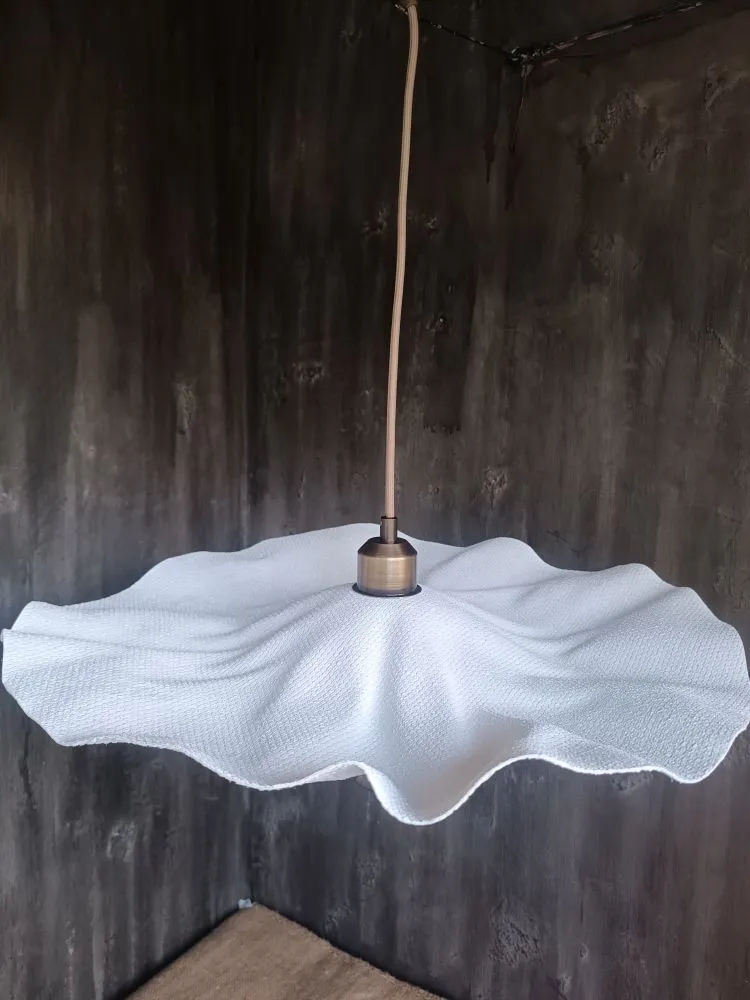 Kumaş Avize L - Pirinç Aksesuarlı Zara Home Tarzı Tasarım Beyaz