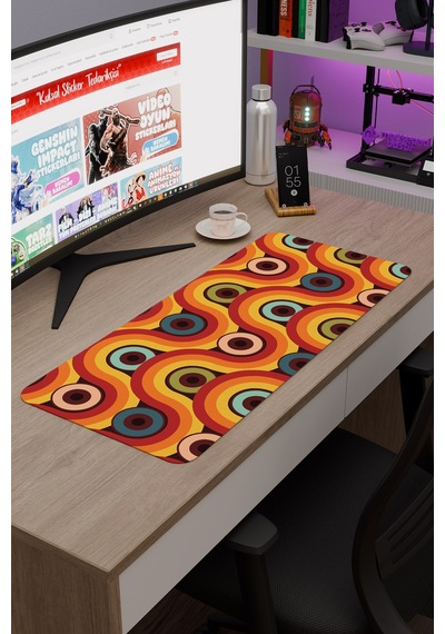 Retro 60 Lar Kaymaz Dikişli Kauçuk Oyuncu Mousepad V1 - 70x30 Xl Gaming Mouse Pad Fare Altlığı
