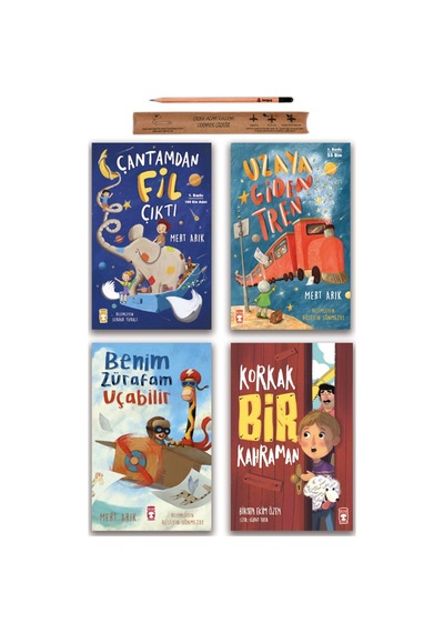 Timaş Çocuk Çantamdan Fil Çıktı - Uzaya Giden Tren - Benim Zürafam Uçabilir - Korkak Bir Kahraman Set 4 Kitap