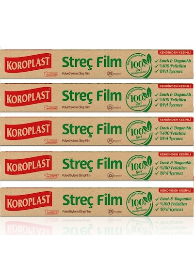 Koroplast Doğal Streç Film 25 Mt X 5 Paket