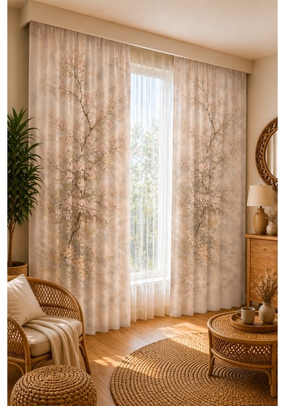 2 Adet 140x260 Cm Ölçüsünde Şık Dekoratif Fon Perde Koleksiyon Çok Renkli Vizon