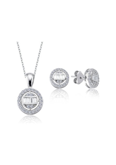 Pırlanta Montür Baget Yuvarlak İkili Gümüş Mini Set