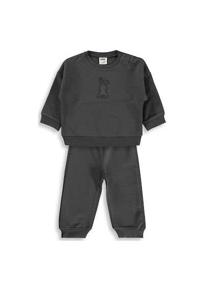 Civil Baby Tavşan Baskılı Basic 6-18 Ay Takım - Gri Antrasit
