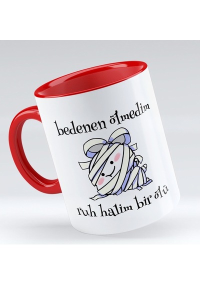 Bk Gift Ruh Halim Bir Ölü Tasarımlı Kırmızı Kupa Bardak - Model 1