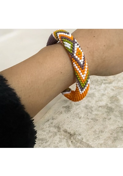 Chichibeads Bohelia Bohem Bileklik Turuncu Beyaz Yeşil