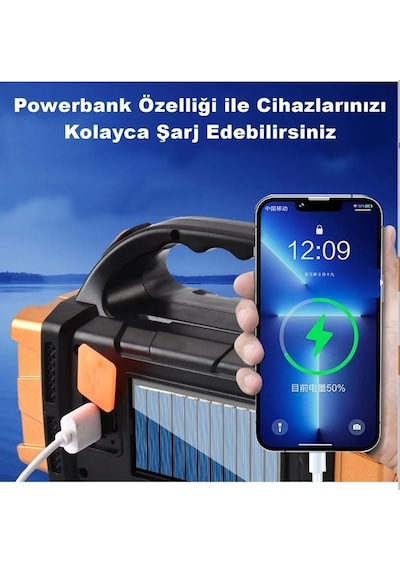 Güneş Enerjili Işıldak Solar Şarjlı 25w Aydınlatma Cihazı 4 Mod K