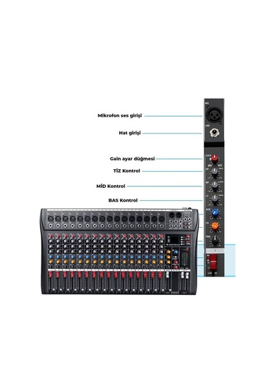 Midex - Deck Mikser 16 Kanal Ses Mikseri (DM-16)