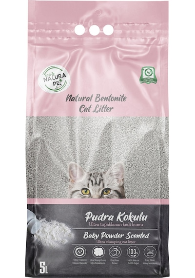 Eco Natura Bebek Pudrası Kokulu Kalın Topaklaşan Bentonit Kedi Kumu 5 L