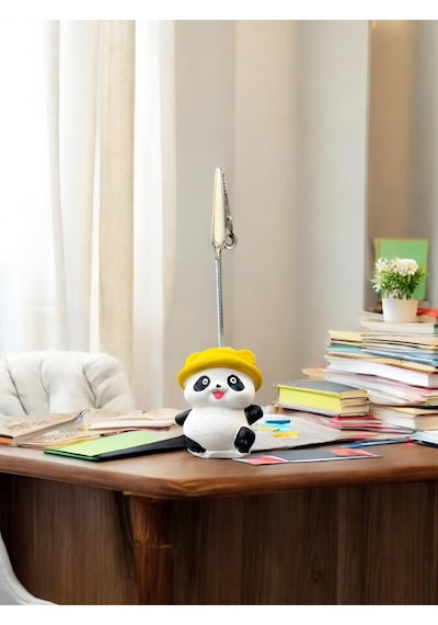 Şapkalı Kawaii Sevimli Panda Fotoğraf Ve Not Tutucu - Ofis Masa Not Tutacağı Sarı