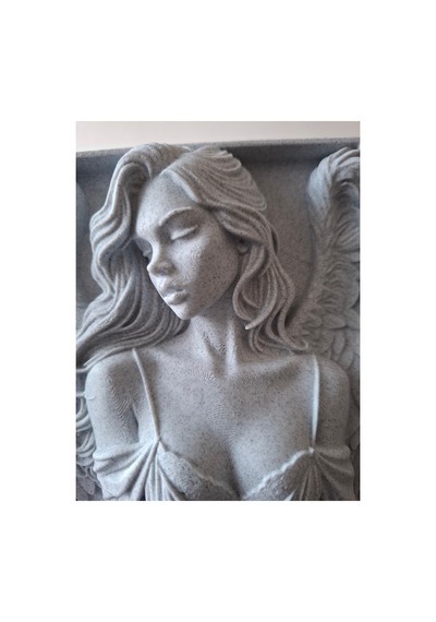 Melek Kanatlı Kadın Figürü 3d Rölyef Duvar Tablosu 14x14 Cm