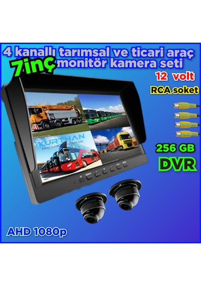 7 İnç Dvr Monitör 2 Adet Ahd 1080p Ultra Mini Kamera 150'' Lens