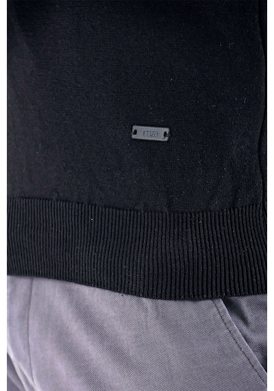 İmza V Yaka Cepsiz Slim Fit Classic Yünlü Triko Süeter 1012255003 Siyah