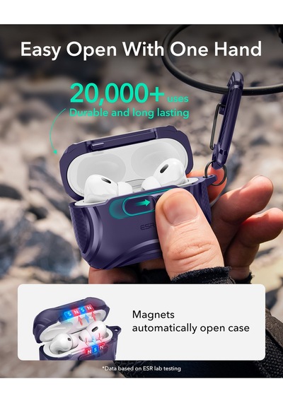 Apple AirPods Uyumlu Pro 3 2025 Cyber Flicklock Manyetik Kılıf Mor