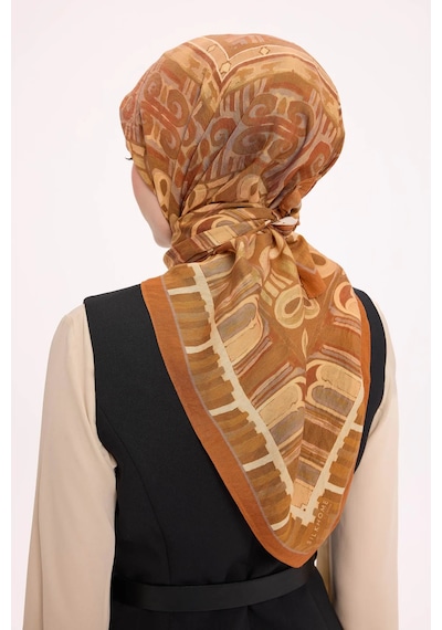 Silk Home Dört Mevsim Antik Motif Viskon Velora Eşarp 6419 Koyu Turuncu