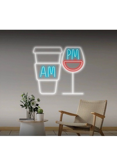 Coffee Wine Am Pm Neon Tabela Turkuaz