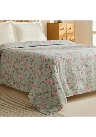 Karaca Home Nymira%100 Pamuk Çift Kişilik Tek Pike Mint Açık Indigo