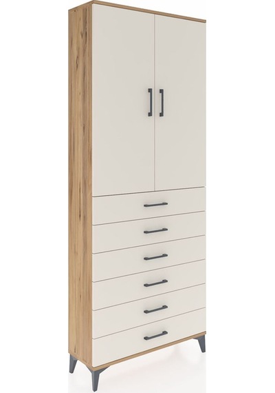 Arges Dolap 3 Raflı 6 Çekmeceli 2 Kapaklı 88x30x221 Çam-aytaşı Çam