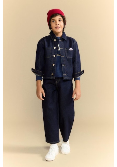 Defacto Erkek Çocuk Düğmeli Denim Ceket G4378a826spbe278 Mavi-be278