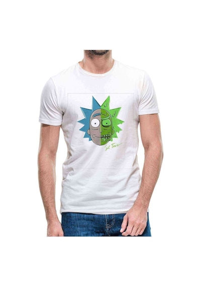 Rick Get Toxic Baskılı Beyaz Erkek Tshirt