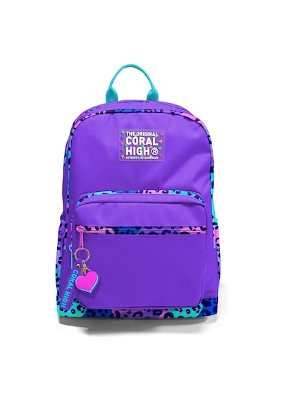 Coral High Dört Bölmeli Mor Leopar Ortaokul Çantası - Kız Çocuk
