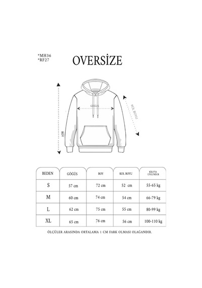 Erkek 3 İplik Pamuklu Oversize Kapüşonlu Nakışlı Hoodie Sweatshirt - Siyah