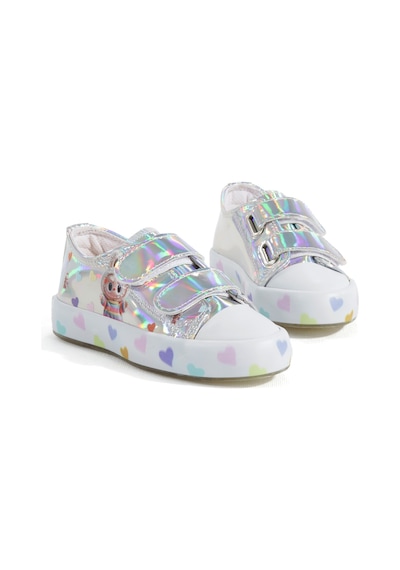 Artı Artı Ayakkabı Mia Kids-2401 Hologram 3d Kız Çocuk Cırtlı Işıklı Gümüş Sneakers Gümüş