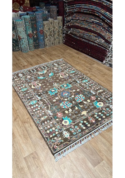 El Dokuma Afghan Halısı Kahverengi