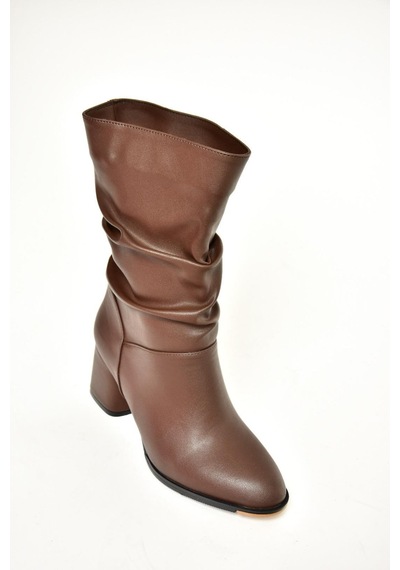 Fox Shoes T848243009 Kahverengi Kalın Topuklu Kadın Bot Kahverengi